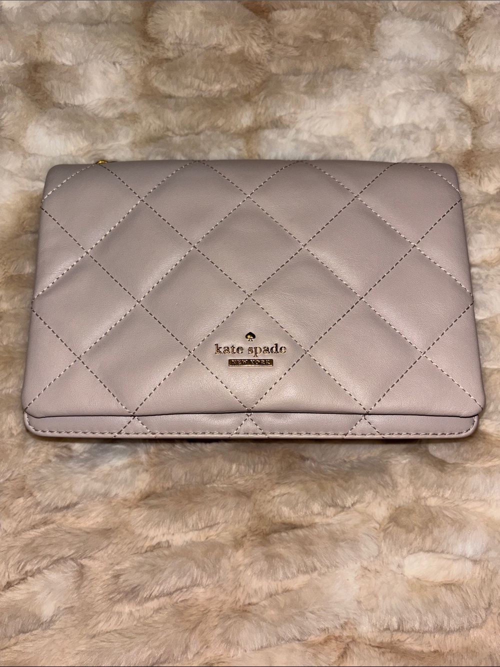 Kate spade Quilted Gray/Pink Leather Bag with Gold Logo